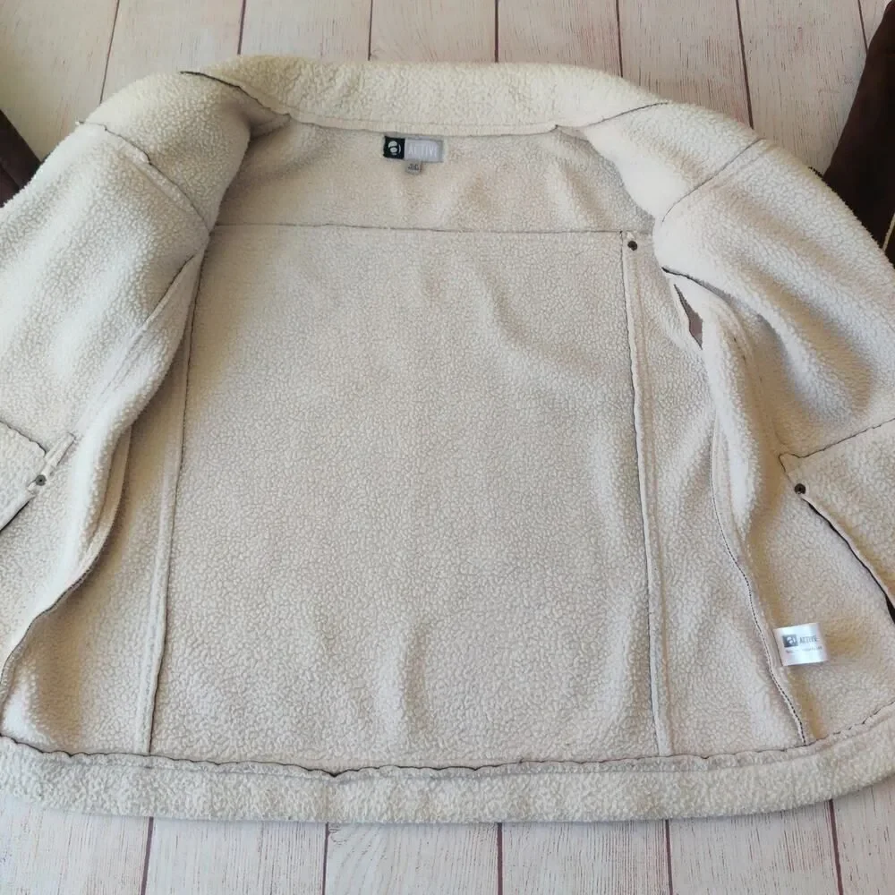 Girl's Active faux suede crop Sherpa lined jacket sz 14/16